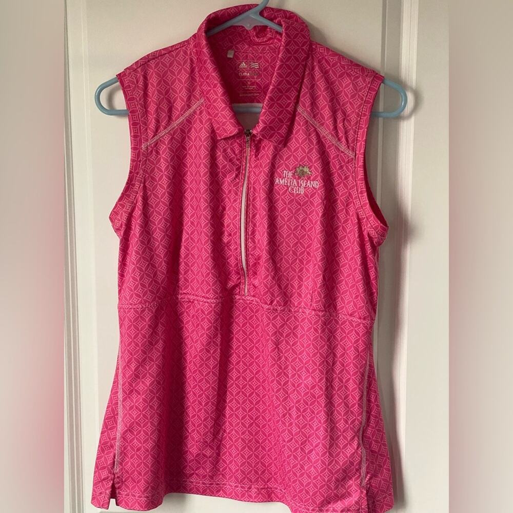 adidas Climacool quarter-zip sleeveless geometric "deco" medium pink white